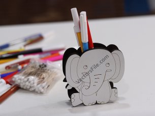 Laser Cut Kids Pencil and Pen Holder Elephant Shape Stand Template