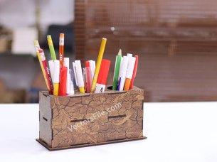 Laser Cut Office Desk Organizer for Pen and Pencil Holder Stand