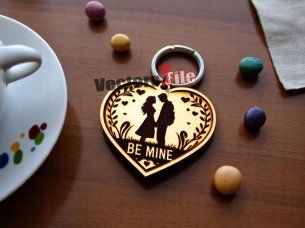Laser Cut Love Couple Heart Keychain Template