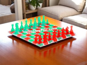 Laser Cut Acrylic Chess Board with Chess Pieces Set Template