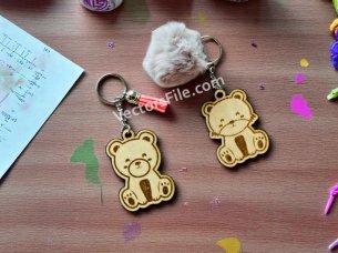 Laser Cut Love Bear Couple Keychain Template