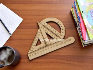 Laser Cut Math Geometry Rulers Set with Protractor Triangle Ruler