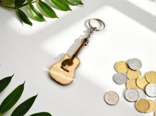 Laser Cut Wooden Miniature Guitar Keychain Template