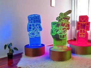 Minecraft Game Character Laser Cut Acrylic 3D Illusion LED Lamp