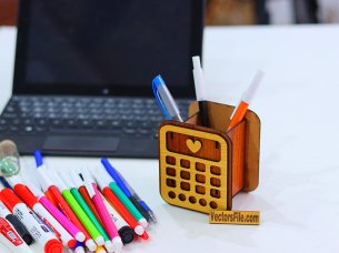 Laser Cutt Calculator Shaped Pen and Pencil Holder for Kids