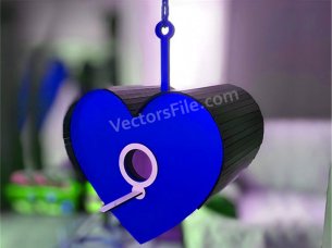 Laser Cut Heart Shape Birdhouse Design