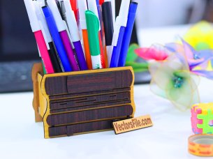 Laser Cut Pen and Pencil Holder for Kids School Desk Organizer