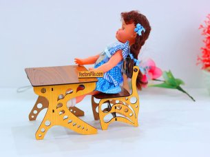 Laser Cut Miniature Chair and Table Wooden Dollhouse Furniture Template