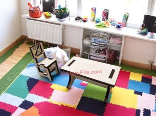 Laser Cut Miniature Chair and Table for Dollhouse Furniture Toys for Kids