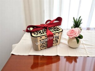 Laser Cut Flower Pattern Gift Box Template Wooden Jewelry Box