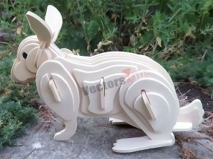 Laser Cut 3D Puzzle Rabbit Toy Model Kit