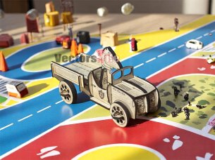 Laser Cut Wooden Miniature Toy Truck Model Kit