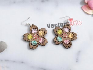 Laser Cut Flower with Braided String Earring Template