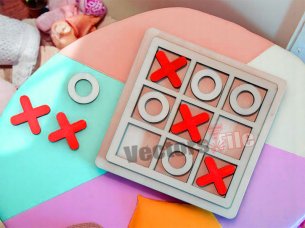 Laser Cut Tic Tac Toe Board Game Round and Cross Pieces Template
