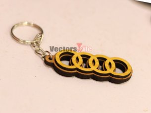 Laser Cut Wooden Audi Logo Keychain Template