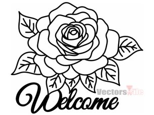 Laser Cut Rose Welcome Wall Decor Template
