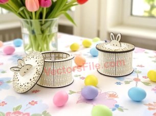 Laser Cut Bunny Living Hinge Pattern Gift Box Template
