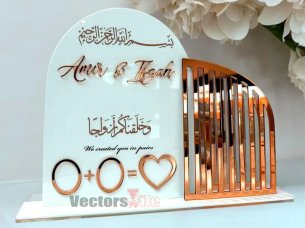 Laser Cut Personalized Nikkah Acrylic Thumb Print Board