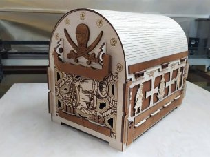 Laser Cut 3D Wooden Puzzle Pirates Treasure Chest Box