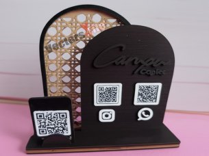 Personalized QR Code Business Sign Laser Cut Custom QR Code Display Stand