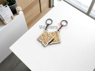 Laser Cut Personalized QR Code Keychain Template