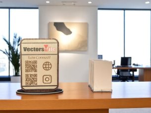 Laser Cut Social Media Sign QR Code Stand Template