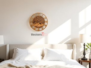 Laser Cut Roman Digit Round Wall Clock with Tree Template