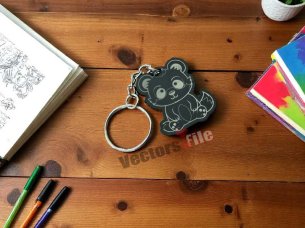 Laser Cut Acrylic keychain Cartoon Bear Design