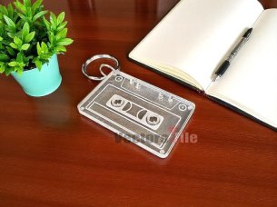 Laser Cut Retro Tape Cassette Acrylic Keyring Keychain Template