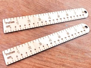 Inch and Centimeter Laser Cut Wooden Ruler Template