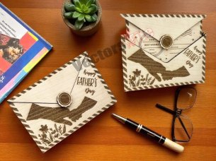 Laser Cut Happy Fathers Day Wooden Envelope Template