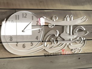 Laser Cut 3D Acrylic Wall Clock with Ya Ali Madad Calligraphy