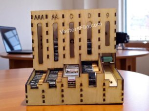 Laser Cut Wooden AA AAA C D 9V Battery Storage Organizer Dispenser