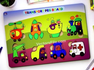 Laser Cut Transport Vehicles Educational Puzzle Board Template