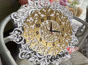 Lailahaillallah Muhammadarrasulullah Laser Cut Islamic Wall Clock Art