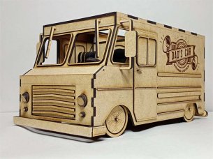 Laser Cut Wooden Food Truck Vehicle 3D Puzzle Model Kit