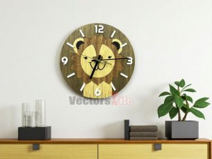 Laser Cut Lion Face Wall Clock Design for Kids Room Decor Idea