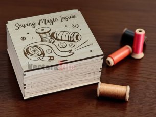 Laser Cut Wooden Thread STorage Box Template