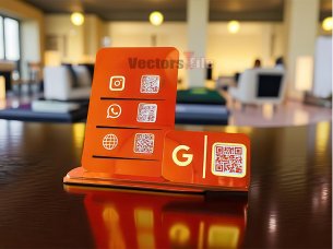 Laser Cut Acrylic Custom Social Media QR Code Sign Display Stand