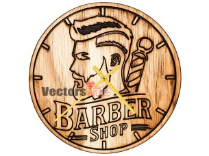 Laser Cut Bearded Man Barber Shop Wall Clock Template