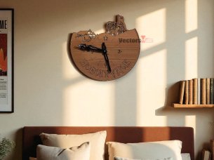 Laser Cut Wooden 3D Wall Clock Design