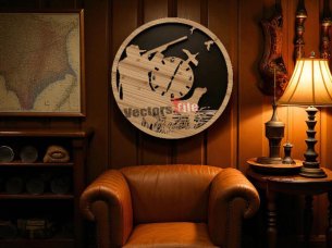 Laser Cut Duck Hunting 3D Wall Clock Design