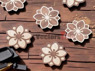 Laser Cut Wood Flower Fridge Magnet for Decoration Idea