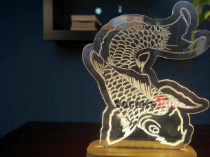 Acrylic Fish Laser Cut 3D Illusion LED Lamp Design