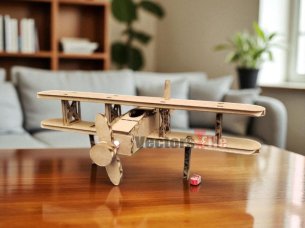 Laser Cut Cardboard 3D Biplane Puzzle Toy Model Kit