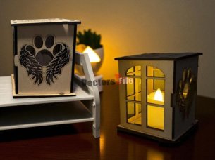 Laser Cut LED Candle Lantern Wooden Candle Holder
