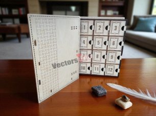 Laser Cut Personalized Christmas Advent Calendar with 24 Drawers
