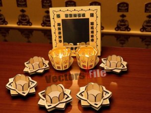 Laser Cut Decorative Tealight Candle Holders with Mirror Frame Design