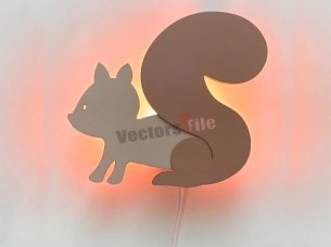 Laser Cut Wooden Squirrel Shaped Wall Hanging Night Light Lamp