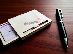 Laser Cut Credit Card Holder Wooden Sliding Case Template